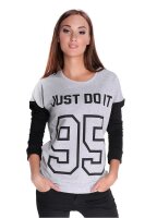 Bluse Shirt mit Druck Sportlich Elegant; Grau Meliert S/M...