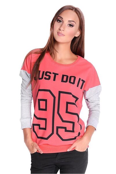 Bluse Shirt mit Druck Sportlich Elegant; Koralle S/M 36/8