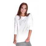 Damen Bluse Shirt mit Druck Langarmshirt;