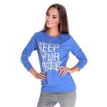 Damen Bluse Shirt mit Druck Langarmshirt;