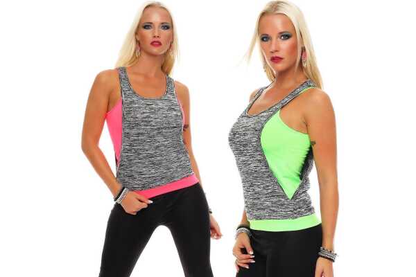 Damen Shirt T-Shirt 2 Farbig Sport & Freizeit kurz ;