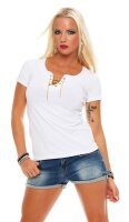 Damen Shirt Top T-Shirt ; Weiß S/M 36/38