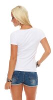 Damen Shirt Top T-Shirt ; Weiß S/M 36/38
