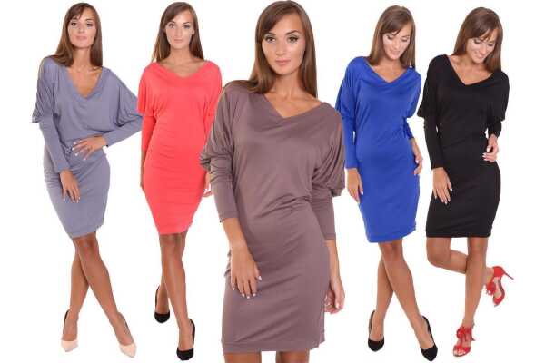 Damen Kleid Mini-Kleid mit Fledermaus Ärmel;