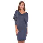 Damen Kleid Mini-Kleid mit Fledermaus Ärmel;