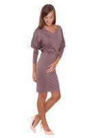 Damen Kleid Mini-Kleid mit Fledermaus Ärmel; Cappuccino S/M 36/38