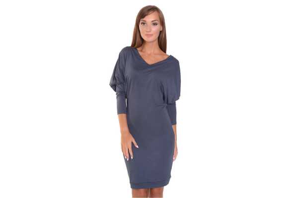 Damen Kleid Mini-Kleid mit Fledermaus Ärmel; Grafit S/M 36/38