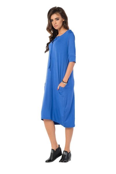 Kleid lang Top lässig geschnitten; Blau/L/XL 40/42