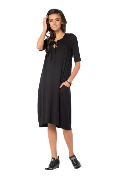 Kleid lang Top lässig geschnitten; Schwarz/M/L 38/40