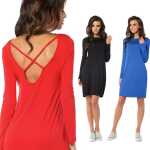 Kleid klassisch Mini-Kleid Rückenfreies Langarmkleid...