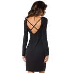 Kleid klassisch Mini-Kleid Rückenfreies Langarmkleid Top;
