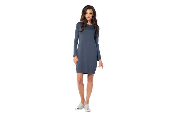 Kleid klassisch Mini-Kleid Rückenfreies Langarmkleid Top; Grafit S/M 36/38