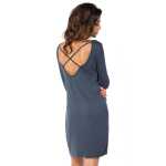 Kleid klassisch Mini-Kleid Rückenfreies Langarmkleid Top; Grafit S/M 36/38