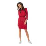 Damen Kleid mit Kordel Elegant 3/4 Arm Stylisch; Bordo/M/L 38/40