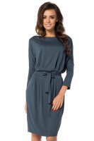 Damen Kleid mit Kordel Elegant 3/4 Arm Stylisch;...
