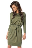 Damen Kleid mit Kordel Elegant 3/4 Arm Stylisch;...
