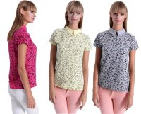 Damen Sommer Shirt in 5 Farben mit Kragen;