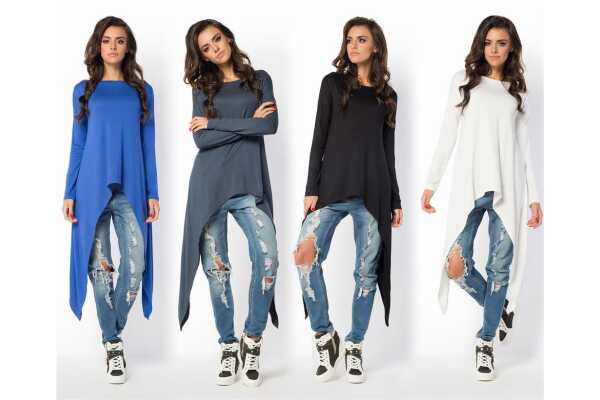 Longshirt mit verlängerte Saumenden Asymmetrisch;