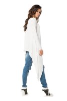 Longshirt mit verlängerte Saumenden Asymmetrisch; Ecru L/XL 40/42