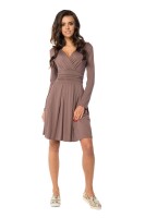 MiniKleid mit Überlappender V-Ausschnitt Langarm; Cappuccino XL/2XL 42/44
