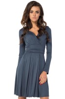 MiniKleid mit Überlappender V-Ausschnitt Langarm;...
