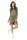 MiniKleid Überlappende Raffung Rundhals Langarm; Khaki/XL/2XL 42/44