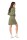 MiniKleid Überlappende Raffung Rundhals Langarm; Khaki/XL/2XL 42/44