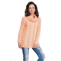 Damen Rollkragen-Pullover Strickpullover; Aprikose/M/L