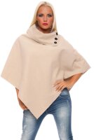 Damen Umhang Mantel Poncho Strickpullover Pullover Cardigan Sweater Stehkragen Cape Gr. 36 38 40 S M L, S50