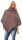 Damen Umhang Mantel Poncho Strickpullover Pullover Cardigan Sweater Stehkragen Cape Gr. 36 38 40 S M L, S50