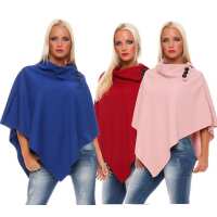 Damen Umhang Mantel Poncho Strickpullover Pullover Cardigan Sweater Stehkragen Cape;