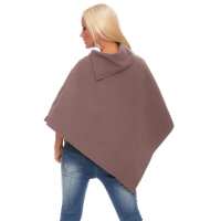 Damen Umhang Mantel Poncho Strickpullover Pullover Cardigan Sweater Stehkragen Cape Gr. 36 38 40 S M L, S50 Cappuccino S/M/L