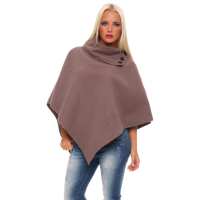 Damen Umhang Mantel Poncho Strickpullover Pullover Cardigan Sweater Stehkragen;  Cappuccino S/M/L