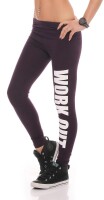 Damen Leggings WORK OUT Sporthose Baumwolle; Pflaume S/36