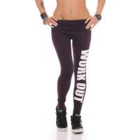 Damen Sport Leggings Baumwolle Stretch Slim Fit Made in EU Pflaume S/36