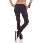 Damen Sport Leggings Baumwolle Stretch Slim Fit Made in EU Pflaume XL/42