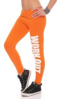 Damen Leggings WORK OUT Sporthose Baumwolle; Orange XL/42