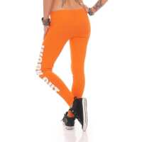 Damen Sport Leggings Baumwolle Stretch Slim Fit Made in EU Orange 2XL/44