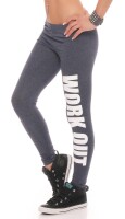 Damen Leggings WORK OUT Sporthose Baumwolle; Jeansblau 2XL/44