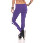 Damen Sport Leggings Baumwolle Stretch Slim Fit Made in EU Violett S/36