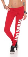 Damen Leggings WORK OUT Sporthose Baumwolle; Rot M/38