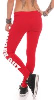 Damen Leggings WORK OUT Sporthose Baumwolle; Rot M/38