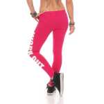 Damen Sport Leggings Baumwolle Stretch Slim Fit Made in EU Pink L/40