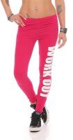 Damen Leggings WORK OUT Sporthose Baumwolle; Pink 2XL/44