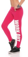 Damen Leggings WORK OUT Sporthose Baumwolle; Pink 2XL/44