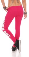 Damen Leggings WORK OUT Sporthose Baumwolle; Pink 2XL/44