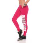 Damen Sport Leggings Baumwolle Stretch Slim Fit Made in EU Pink 2XL/44