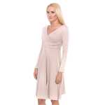 Damen Kleid A-Linie überlappender V-Ausschnitt ;