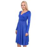 Damen Kleid A-Linie überlappender V-Ausschnitt ;