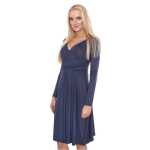 Damen Kleid A-Linie überlappender V-Ausschnitt ;